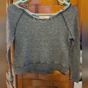 >5/$40<Distressed Crop Long Sleeve Top